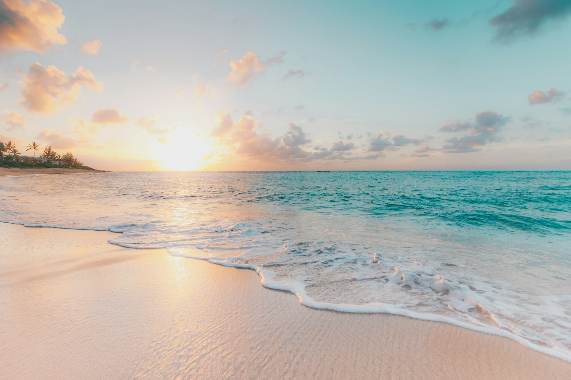 Tropical beach at sunset